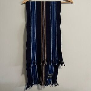 London Fog 100% wool blue stripped scarf